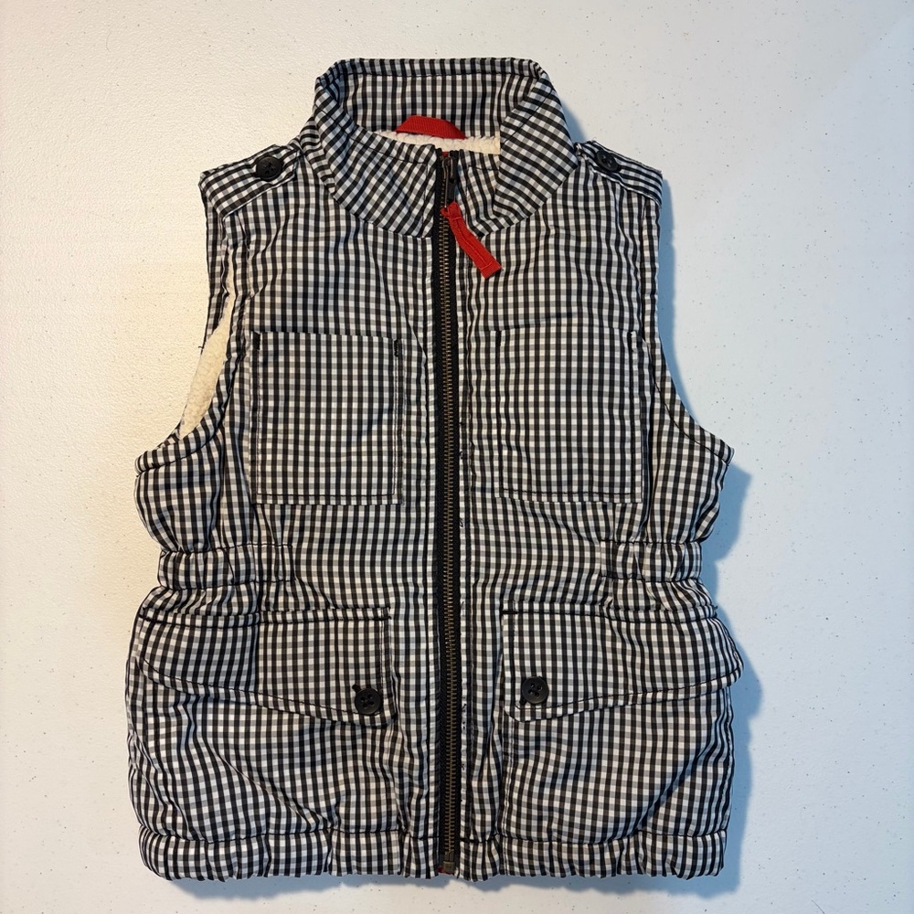 GAP Kids Unisex B&W Checkered Puffer Vest